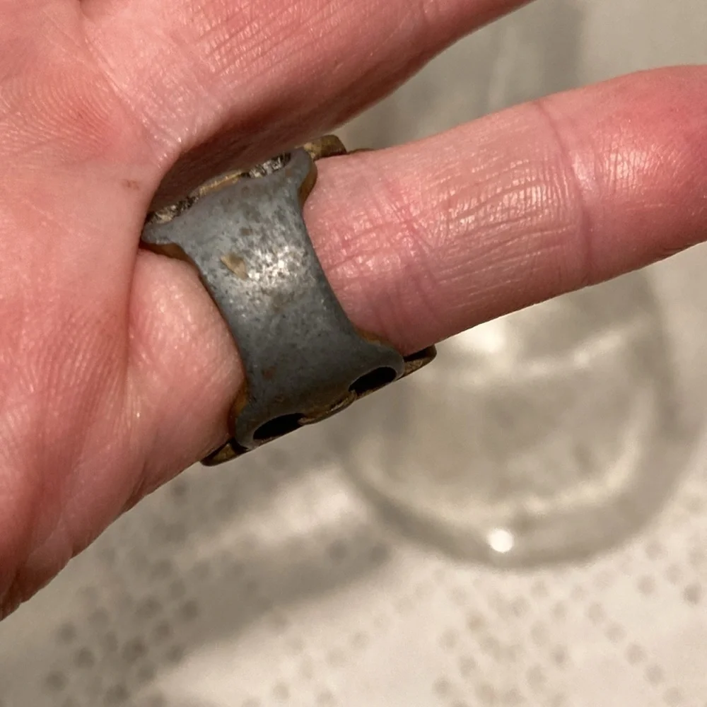 1970’s large handmade artsy brass chakra ring